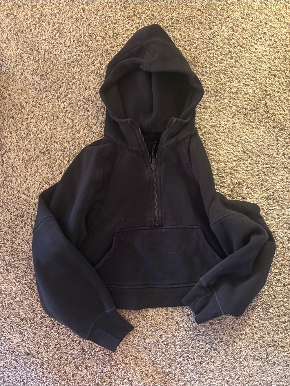 Lululemon Black Hooded Half-Zip Pullover Jacket